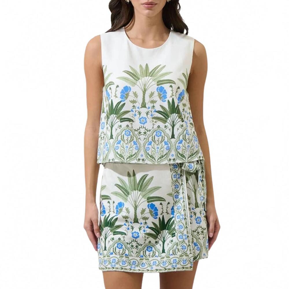 NEW SUGARLIPS senara floral lisha sleeveless tank top in white/green